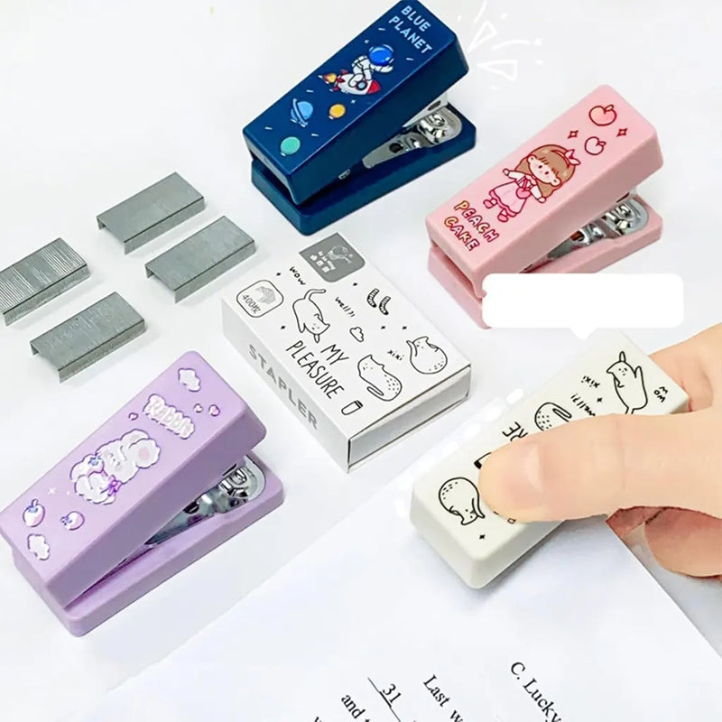 Multi-Theme Kawaii Mini Stapler with Staples – Cute Desk Accessory