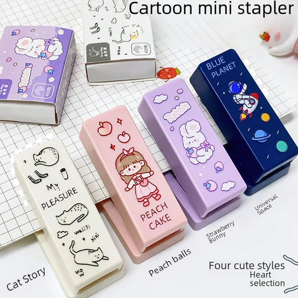 Multi-Theme Kawaii Mini Stapler with Staples – Cute Desk Accessory