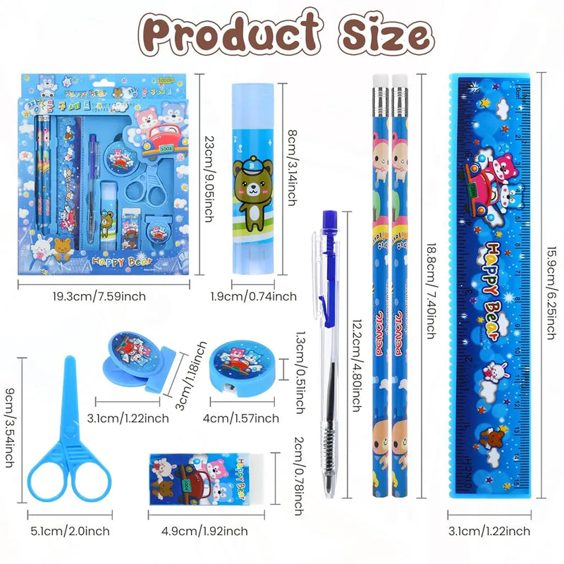 Happy Bear Cartoon Pattern Kawaii Stationery Kit Set