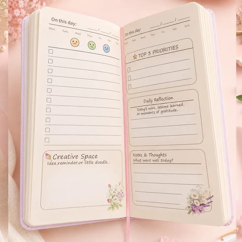 Daisy Bloom Pastel Vibe Journal with Bookmark and Stickers