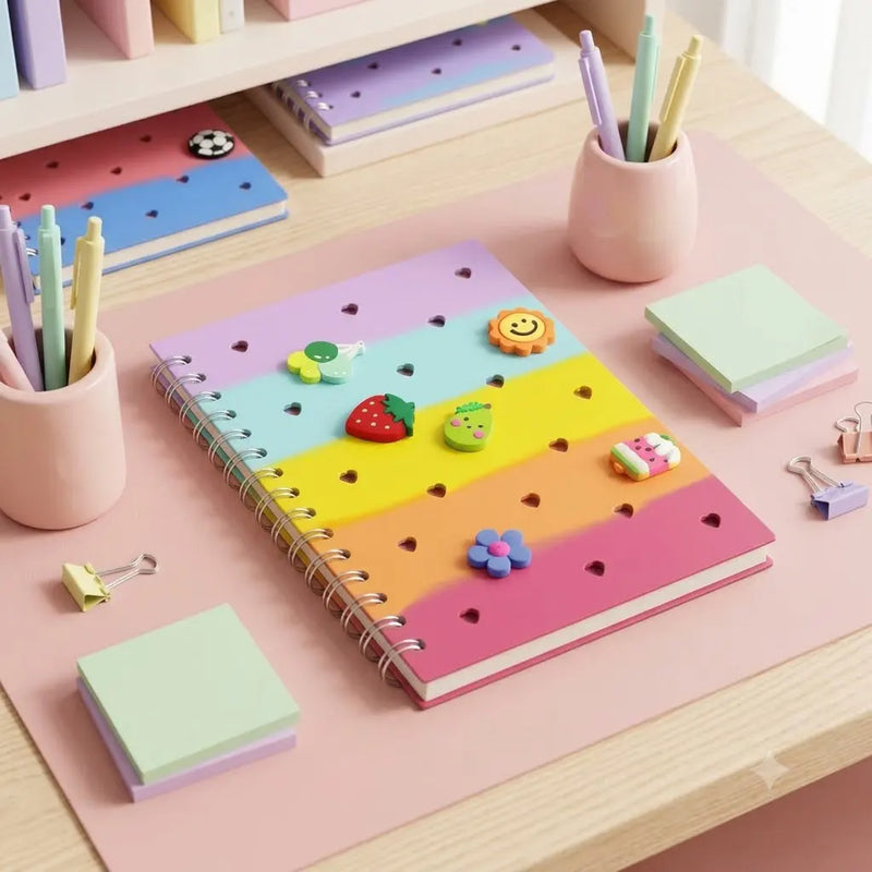 Colourful Spiral Notebook / Panner with Cute Charms
