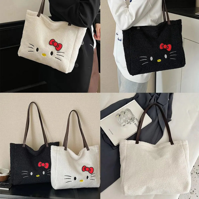 Kawaii Kitty Fleece Tote Bag