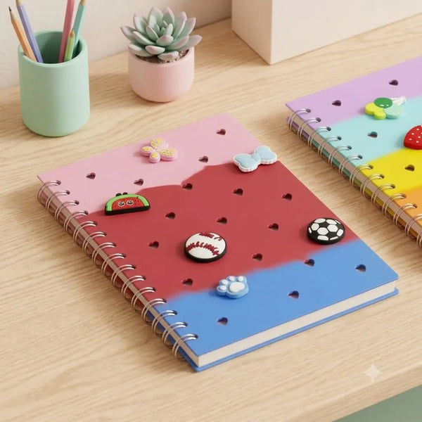Colourful Spiral Notebook / Panner with Cute Charms