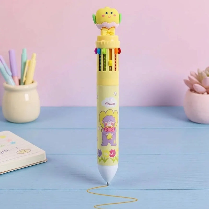 Kawaii Flower Doll 12- Colour Retractable Ball Pen
